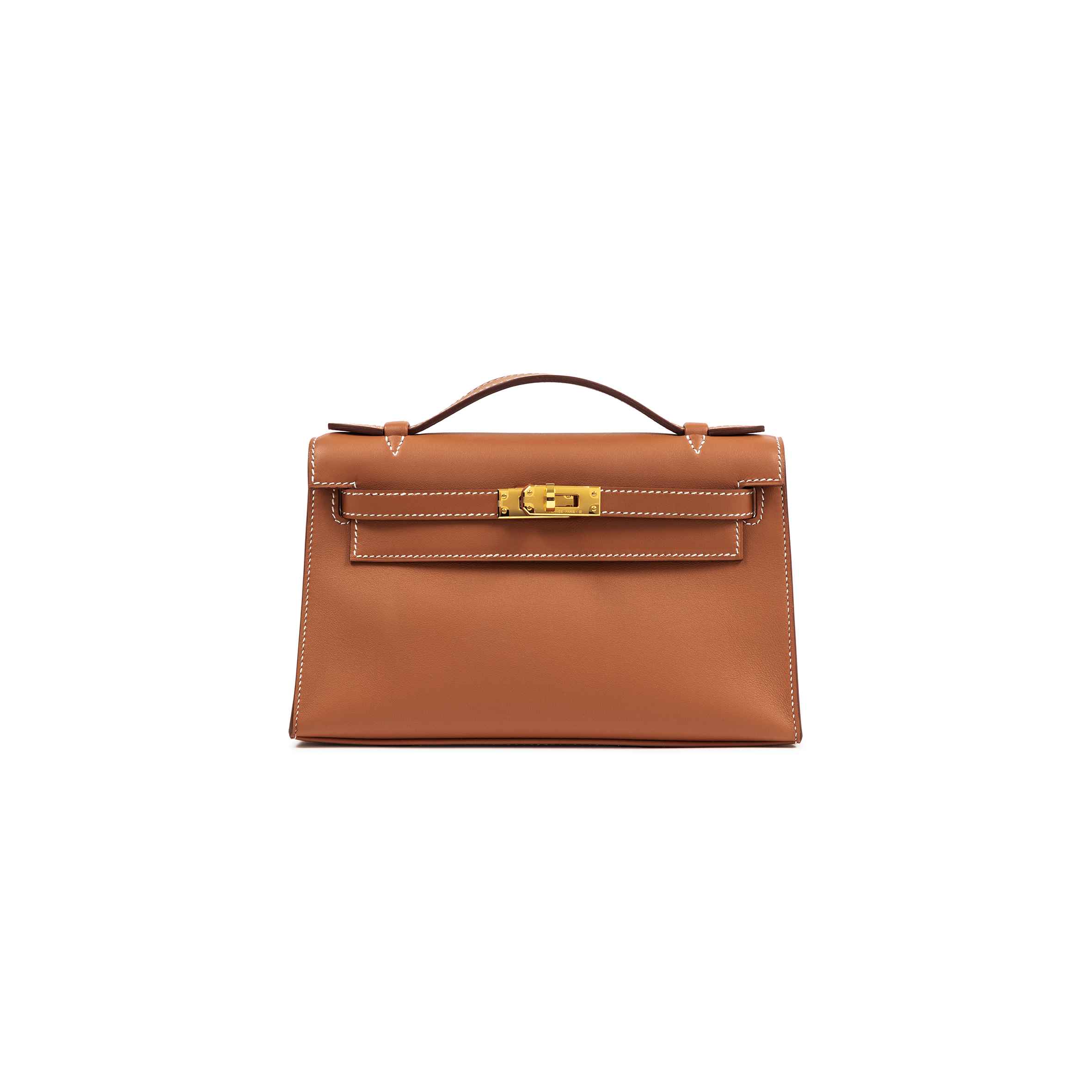 HERMÈS GOLD SWIFT KELLY POCHETTE GOLD HARDWARE (22*14*7cm)